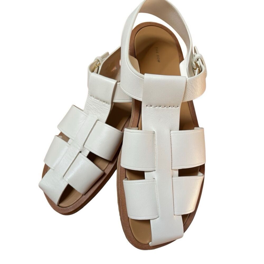 The Row Women's Fisherman Woven Leather Sandals White EU 41 US 11